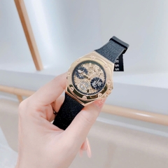 Guess Asteria |Nữ Giới |Vàng Gold |Dây Cao Su Đen Nhũ |Máy Pin (Quartz) |Size 40mm