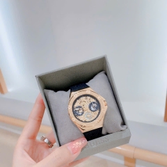Guess Asteria |Nữ Giới |Vàng Gold |Dây Cao Su Đen Nhũ |Máy Pin (Quartz) |Size 40mm