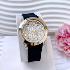 Guess Baguette |Nữ Giới |Vàng Gold |Dây Silicone Đen |Máy Pin (Quartz) |Size 39mm
