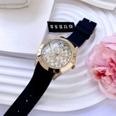 Guess Baguette |Nữ Giới |Vàng Gold |Dây Silicone Đen |Máy Pin (Quartz) |Size 39mm