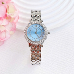 Guess Blush Mâm Xôi |Nữ Giới |Mặt Xanh Da Trời |Dây Kim Loại Silver |Máy Pin (Quartz) |Size 34mm
