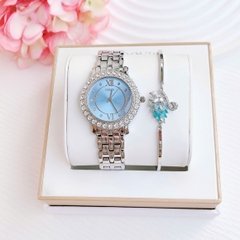 Guess Blush Mâm Xôi |Nữ Giới |Mặt Xanh Da Trời |Dây Kim Loại Silver |Máy Pin (Quartz) |Size 34mm