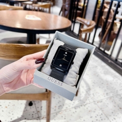 Guess Clyde |Nam Giới |Mặt Chữ Nhật |Dây Mesh Lưới Full Đen |Máy Pin (Quartz) |Size 40x35mm