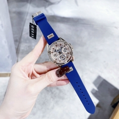 Guess Cut-Thru |Nữ Giới |Đính Đá Rose Gold |Dây Sillicone Xanh |Máy Pin (Quartz) |Size 38mm