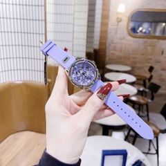 Guess Cut-Thru |Nữ Giới |Đính Đá Silver |Dây Sillicone Tím |Máy Pin (Quartz) |Size 38mm