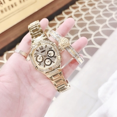 Guess Duke |Nữ Giới |Mặt Vuông |Dây Kim Loại Vàng Gold |Máy Pin (Quartz) |Size 40mm