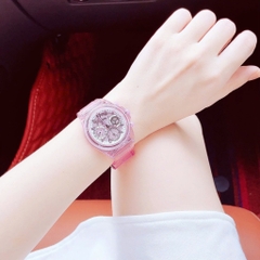 Guess Eco-Friendly Pink |Nữ Giới |Mặt Màu Hồng |Dây Silicone Trong Suốt |Máy Pin (Quartz) |Size 39mm