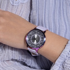Guess Flora |Nữ Giới |Mặt Bông Hoa |Dây Da Tím |Máy Pin (Quartz) |Size 40mm