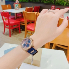 Guess Frontier |Nữ Giới |Full Đá Rose Gold |Dây Sillicone Xanh |Máy Pin (Quartz) |Size 38mm