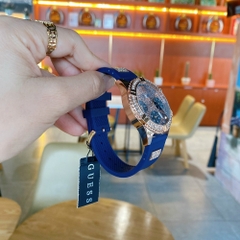 Guess Frontier |Nữ Giới |Full Đá Rose Gold |Dây Sillicone Xanh |Máy Pin (Quartz) |Size 38mm