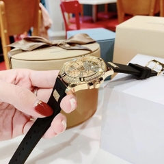 Guess Frontier |Nữ Giới |Full Đá Vàng Gold |Dây Sillicone Đen |Máy Pin (Quartz) |Size 38mm