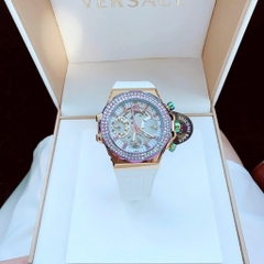 Guess Fusion |Nữ Giới |Đính Đá Tím |Dây Da Trắng Bọc Silicone |Máy Pin (Quartz) |Size 36mm