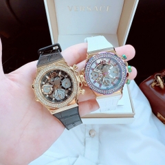Guess Fusion |Nữ Giới |Đính Đá Tím |Dây Da Trắng Bọc Silicone |Máy Pin (Quartz) |Size 36mm