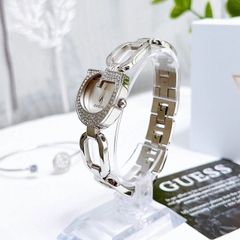 Guess Gia |Nữ Giới |Mặt Chữ G |Dây Mắt Xích Trắng Silver |Máy Pin (Quartz) |Size 22mm