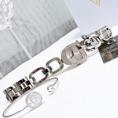 Guess Gia |Nữ Giới |Mặt Chữ G |Dây Mắt Xích Trắng Silver |Máy Pin (Quartz) |Size 22mm