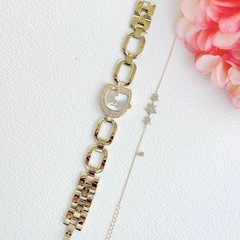Guess Gia |Nữ Giới |Mặt Chữ G |Dây Mắt Xích Vàng Gold |Máy Pin (Quartz) |Size 22mm