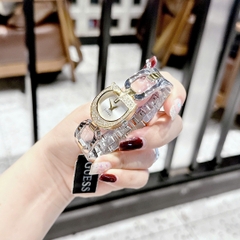 Guess Gia |Nữ Giới |Mặt Hình Bán Nguyệt |Lắc Tay Demi Vàng Gold |Máy Pin (Quartz) |Size 22mm