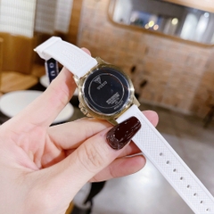 Guess Glitter |Nữ Giới |Đính Đá Vàng Gold |Dây Cao Su Trắng |Máy Pin (Quartz) |Size 34mm