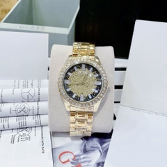 Guess Glitter |Nữ Giới |Mặt Đen |Dây Kim Loại Vàng Gold |Máy Pin (Quartz) |Size 38mm