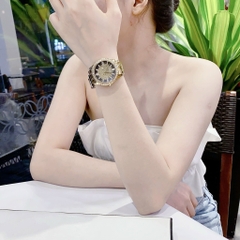 Guess Glitter |Nữ Giới |Mặt Đen |Dây Kim Loại Vàng Gold |Máy Pin (Quartz) |Size 38mm