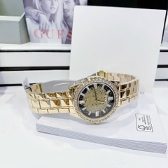 Guess Glitter |Nữ Giới |Mặt Đen |Dây Kim Loại Vàng Gold |Máy Pin (Quartz) |Size 38mm