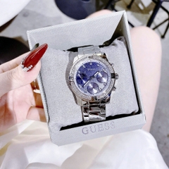Guess Glitter |Nữ Giới |Mặt Xanh |Dây Kim Loại Trắng Silver |Máy Pin (Quartz) |Size 38mm