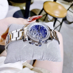 Guess Glitter |Nữ Giới |Mặt Xanh |Dây Kim Loại Trắng Silver |Máy Pin (Quartz) |Size 38mm