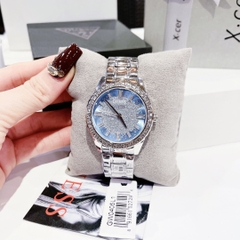 Guess Glitter |Nữ Giới |Mặt Xanh |Dây Kim Loại Trắng Silver |Máy Pin (Quartz) |Size 38mm