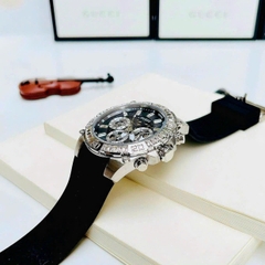 Guess Intrepid |Nam Giới |Đính Đá Silver |Dây Cao Su Đen |Máy Pin (Quartz) |Size 46mm