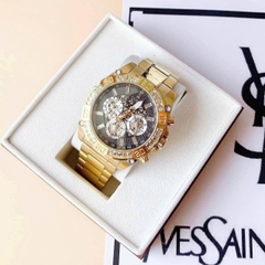 Guess Intrepid |Nam Giới |Đính Pha Lê Vuông |Dây Kim Loại Vàng Gold |Máy Pin (Quartz) |Size 46mm
