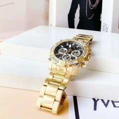 Guess Intrepid |Nam Giới |Đính Pha Lê Vuông |Dây Kim Loại Vàng Gold |Máy Pin (Quartz) |Size 46mm