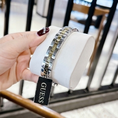 Guess Isla |Nữ Giới |Mặt Vuông Trắng |Dây Kim Loại Demi Vàng |Máy Pin (Quartz) |Size 22mm