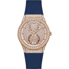 Guess Limelight |Nữ Giới |Đính Đá Rose Gold |Dây Sillicone Xanh |Máy Pin (Quartz) |Size 39mm