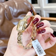 Guess Mặt Chữ Nhật |Nữ Giới |Đính Đá |Dây Kim Loại Vàng Gold |Máy Pin (Quartz) |Size 22mm