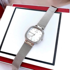 Guess Mặt Vuông Trắng |Nữ Giới |Dây Mesh Lưới Silver |Máy Pin (Quartz) |Size 32mm