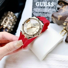 Guess Modern |Nữ Giới |Mặt Vàng Gold |Dây Cao Su Đỏ |Máy Pin (Quartz) |Size 36mm