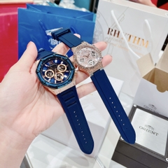 Guess Momentum |Cặp Đôi |Rose Gold |Chronograph |Dây Silicone Xanh |Size 44x36mm