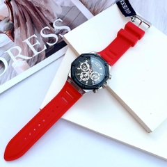 Guess Momentum |Nam Giới |Mặt Chronograph Đen |Dây Sillicone Đỏ |Máy Pin (Quartz) |Size 44mm