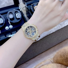 Guess Moonlighte |Nữ Giới |Mặt Đen |Dây Kim Loại Vàng Gold |Máy Pin (Quartz) |Size 36mm