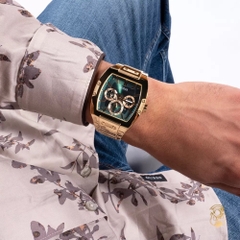 Guess Multi Function |Nam Giới |Mặt Xanh Lá |Dây Kim Loại Vàng |Máy Pin (Quartz) |Size 43x51mm