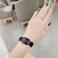 Guess Mặt Vuông |Nữ Giới |Đính Đá |Dây Mắt Xích Full Đen |Máy Pin (Quartz) |Size 21mm