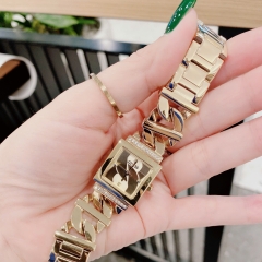 Guess Mặt Vuông |Nữ Giới |Đính Đá |Dây Mắt Xích Vàng Gold |Máy Pin (Quartz) |Size 21mm