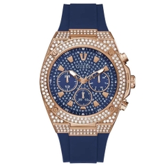 Guess Pegasus |Nam Giới |Đính Đá Rose Gold |Dây Sillicone Xanh |Máy Pin (Quartz) |Size 45mm