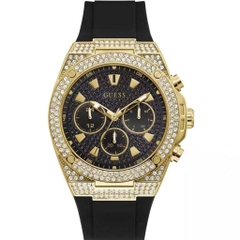 Guess Pegasus |Nam Giới |Đính Đá Vàng Gold |Dây Sillicone Đen |Máy Pin (Quartz) |Size 45mm