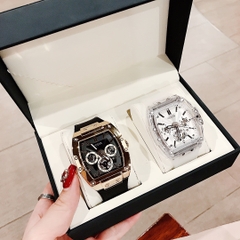 Guess Phoenix |Cặp Đôi |Chronograph |Mặt Chữ Nhật |Dây Sillicone |Size 43x51mm