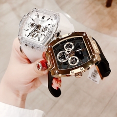 Guess Phoenix |Cặp Đôi |Chronograph |Mặt Chữ Nhật |Dây Sillicone |Size 43x51mm