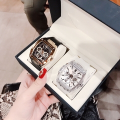 Guess Phoenix |Cặp Đôi |Chronograph |Mặt Chữ Nhật |Dây Sillicone |Size 43x51mm