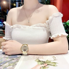 Guess Phoenix |Cặp Đôi |Chronograph |Vàng Gold |Dây Cao Su Trắng |Size 43x39mm