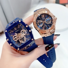Guess Phoenix |Cặp Đôi |Rose Gold |Dây Sillicone Xanh Dương |Size 43x36mm