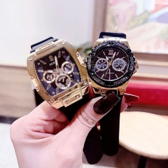 Guess Phoenix |Cặp Đôi |Vàng Gold |Dây Sillicone Đen |Size 43x36mm